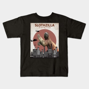 Slothzilla Sloth Giant Monster Parody Kids T-Shirt